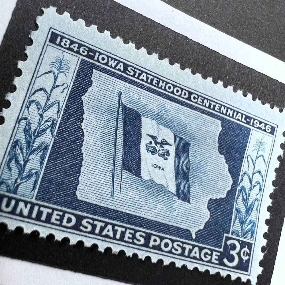Iowa Framed Postage Stamp Art 4x4 USA #942